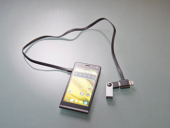 Callstel 4er-Set Micro-USB-Lade- & Daten-Flachkabel, OTG