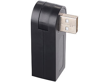 Xystec Kompakter USB-2.0-Hub mit 3 Ports, 270° drehbar