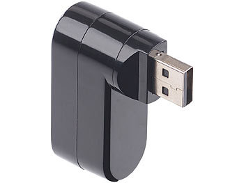 Xystec USB-2.0-Hub mit 3 Ports und microSD-Kartenleser, 180° drehbar