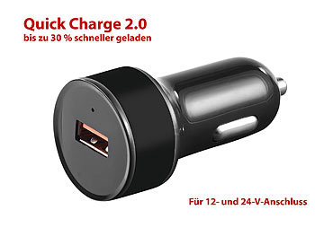 revolt Kfz-USB-Ladegerät mit Quick Charge 2.0, für 12 & 24 Volt, 2,1 Ampere