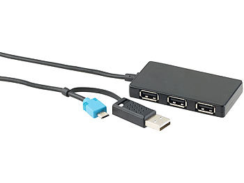 Xystec 3in1-USB-2.0-Hub mit Cardreader & OTG-Funktion für Smartphone & Tablet