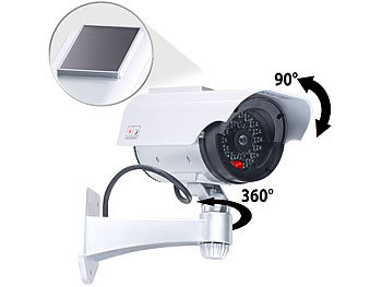 VisorTech Überwachungskamera-Attrappe mit Signal-LED, Solar- und Akkubetrieb