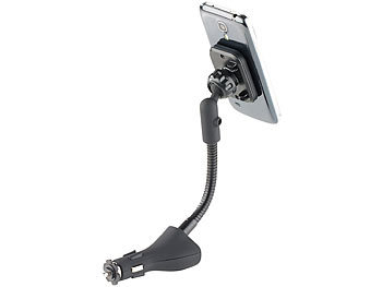 Callstel Flexible Kfz-Magnet-Halterung mit 2 USB-Ports für Smartphones, 3,1 A