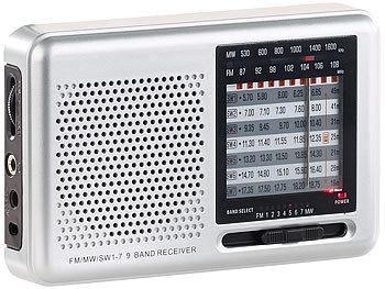 Transistorradio: auvisio Analoger 9-Band-Weltempfänger mit FM, MW & 7x KW, Jackentaschen-Format