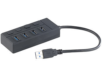 Xystec USB-3.0-Hub mit 4 Ports, einzeln schaltbar, bis 5 Gbit/s
