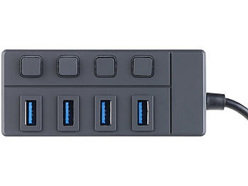 Xystec USB-3.0-Hub mit 4 Ports, einzeln schaltbar, bis 5 Gbit/s