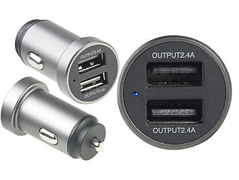 2x USB Anschlüsse In 12V= Out 5V=/1A USB-Autoladegerät z.B für iPhone & iPad 