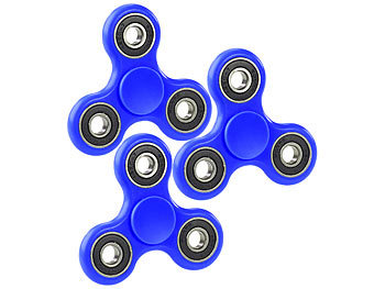 Fidget Spinner Toys: newgen medicals 3-seitiger Hand-Spinner mit ABEC-7-Kugellager, blau, 3er-Set