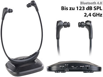 newgen medicals Kinnbügel-Kopfhörer mit Bluetooth 4.1, 15 m, 100 dB, 19 Std. Betrieb