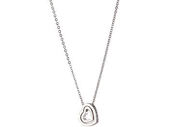 St. Leonhard Kette: Halskette mit Herz-in-Herz-Anhänger, Schmucksteine aus  Zirkonia, 45 cm (Damenkette)