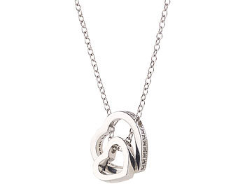 St. Leonhard Kette: Halskette mit Herz-in-Herz-Anhänger, (Damenkette) cm Schmucksteine 45 Zirkonia, aus