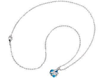 Halskette Ketten: Kette) mit (Schmuck Leonhard und Zirkonia-Herzanhänger St. 45 Schmucksteinen, cm blauem