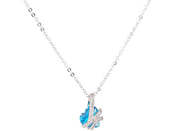 St. Leonhard Ketten: 45 Zirkonia-Herzanhänger Kette) Halskette (Schmuck mit cm blauem Schmucksteinen, und