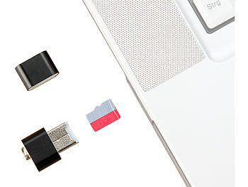 Micro SD Kartenleser: PEARL Mini-Cardreader für microSD(HC/XC)-Karten bis 128 GB & USB-Stick
