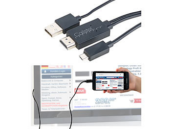 Callstel MHL-Adapter für Full-HD-Bild- & 7.1-Audio-Übertragung per HDMI, 1,8 m