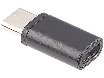 PEARL USB-Adapter mit Typ-C-Stecker auf Micro-USB-Buchse, 2er-Set