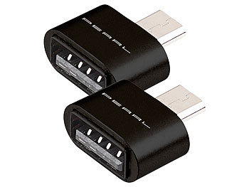 Adapter USB Stick Handy: PEARL 2er-Set OTG-USB-Adapter, Alu-Gehäuse, USB-Buchse auf Micro-USB-Stecker