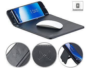 Mousepads: Callstel Mauspad mit Induktions-Ladestation für Qi-kompatible Smartphones, 5 W