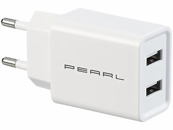 Adapter USB Steckdose: PEARL 2-Port-USB-Netzteil für Mobilgeräte, USB-A, 2,4 A / 12 W, weiß