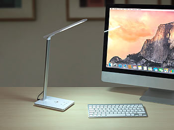 Lunartec Schreibtisch-Lampe, Qi-kompatibel, 4 Lichtfarben, 800 Lumen, dimmbar