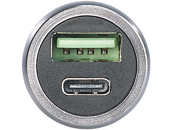 revolt Mini-Kfz-USB-Ladegerät, USB Typ A & C, QC 4.0+, 12/24 V, 4,5 A, 30 W