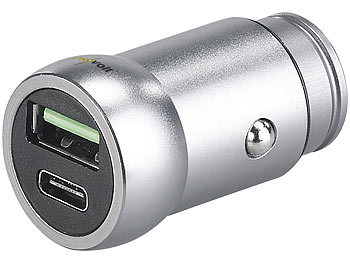 revolt Mini-Kfz-USB-Ladegerät, USB Typ A & C, QC 4.0+, 12/24 V, 4,5 A, 30 W