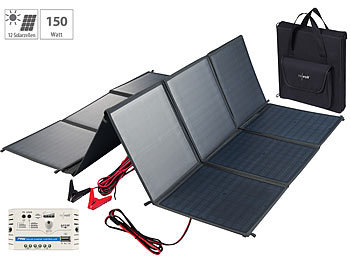 Faltbares Solarmodul: revolt Mobiles, faltbares Solarpanel mit 12 monokristallinen Zellen, 150 Watt