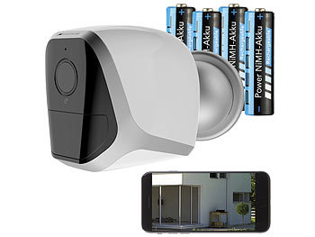 VisorTech Full-HD-IP-Überwachungskamera mit App, 4 Akkus