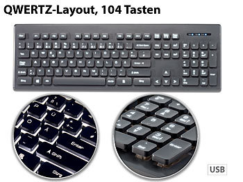 PC Tastatur: GeneralKeys Beleuchtete Business-USB-Tastatur mit Nummernblock, QWERTZ