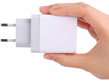 revolt 2er-Set Intelligentes 3-Port-USB-Wandnetzteil mit LED-Display, 15,5 W