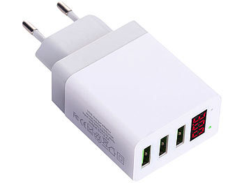 revolt Intelligentes 3-Port-USB-Wandnetzteil mit LED-Display, 3,1 A, 15,5 W