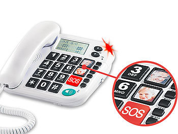 simvalley Notruf-Senioren-Telefon XLF-80Plus mit Garantruf, weiß