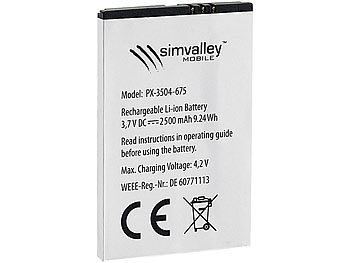 simvalley Mobile Reserve-Akku 2500 mAh für SPX-5 und SPX-6 