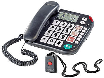 wei/ß simvalley communications Notruf-Senioren-Telefon XLF-80Plus mit Garantruf