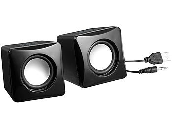 auvisio Stereo-Aktiv-Lautsprecher im Cube-Design, USB-Stromanschluss, 8 Watt