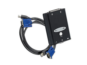 Xystec KVM-Switch USB/VGA für 2 PCs inkl. Anschluss-Kabel