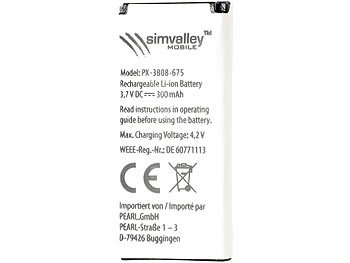 Brieftaschen-Handy: simvalley Mobile Akku 300 mAh für Handy "SHX-660.duo" mit Bluetooth