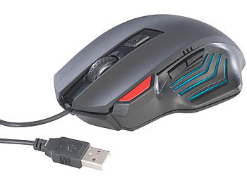 Gaming Mouse: Mod-it Optische Gaming-Maus GA-824, 2.400 dpi, 6 Tasten, blaues Licht