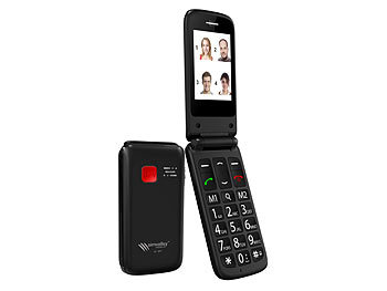 simvalley Mobile Senioren- und Notruf-Klapp-Handy mit Garantruf Premium und Ladestation