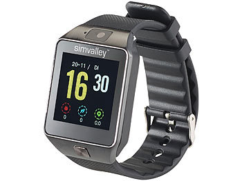 simvalley Mobile Handy-Uhr & Smartwatch mit Kamera, Bluetooth 4.0, für iOS & Android
