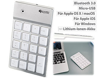 Ziffernblock: GeneralKeys Nummernblock mit Bluetooth, 19 beleuchteten Tasten, für Mac, PC & Co.