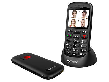 simvalley Mobile Komforthandy mit Bluetooth, Garantruf, Foto-Kontakten und Ladestation