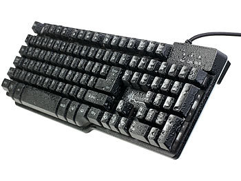 GeneralKeys Halbmechanische USB-Gaming-Tastatur, 7-farbig beleuchtet, wasserfest