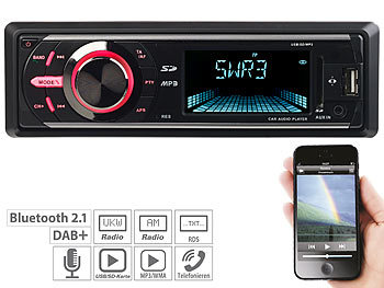 Creasono MP3-Autoradio mit DAB+, Bluetooth, Freisprecher, USB & SD, 4x 50 Watt