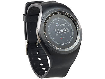 simvalley Mobile 2in1-Uhren-Handy & Smartwatch für Android, rundes Display, Bluetooth