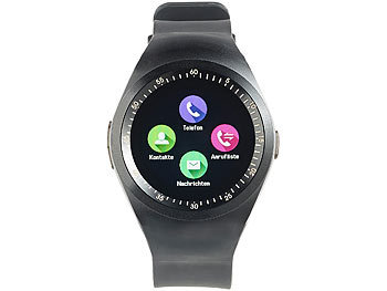 simvalley Mobile 2in1-Uhren-Handy & Smartwatch für Android, rundes Display, Bluetooth