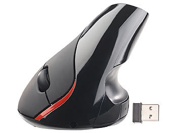 Vertikalmaus: GeneralKeys Optische USB-Funkmaus, vertikal ergonomisch, 1.600 dpi, per USB ladbar