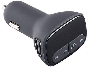 auvisio FM-Transmitter & Freisprecher mit Bluetooth, USB-Ladeport, 2,1 Ampere