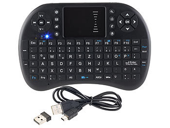 GeneralKeys Mini-Funktastatur MFT-240, mit Touchpad und Multimedia-Tasten
