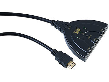 auvisio Automatischer 3-fach-HDMI-Umschalter für Full-HD-TVs (3D), HDMI 1.3b
